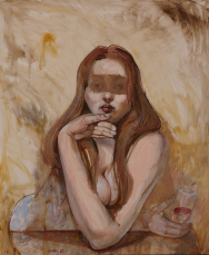 Girl with a drink 73 60 oil on canvas
